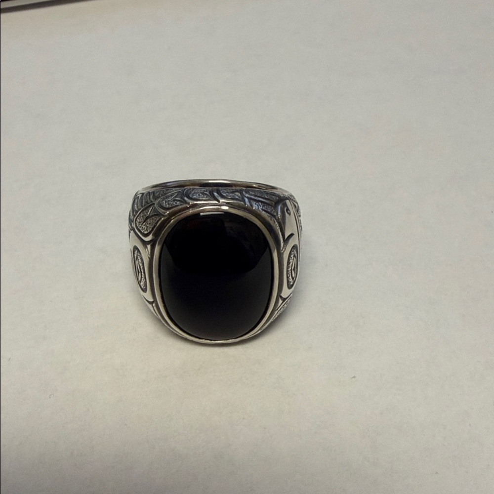 David Yurman Northwest Collection Black Onyx Signet Men's Ring - Picture 3 of 8